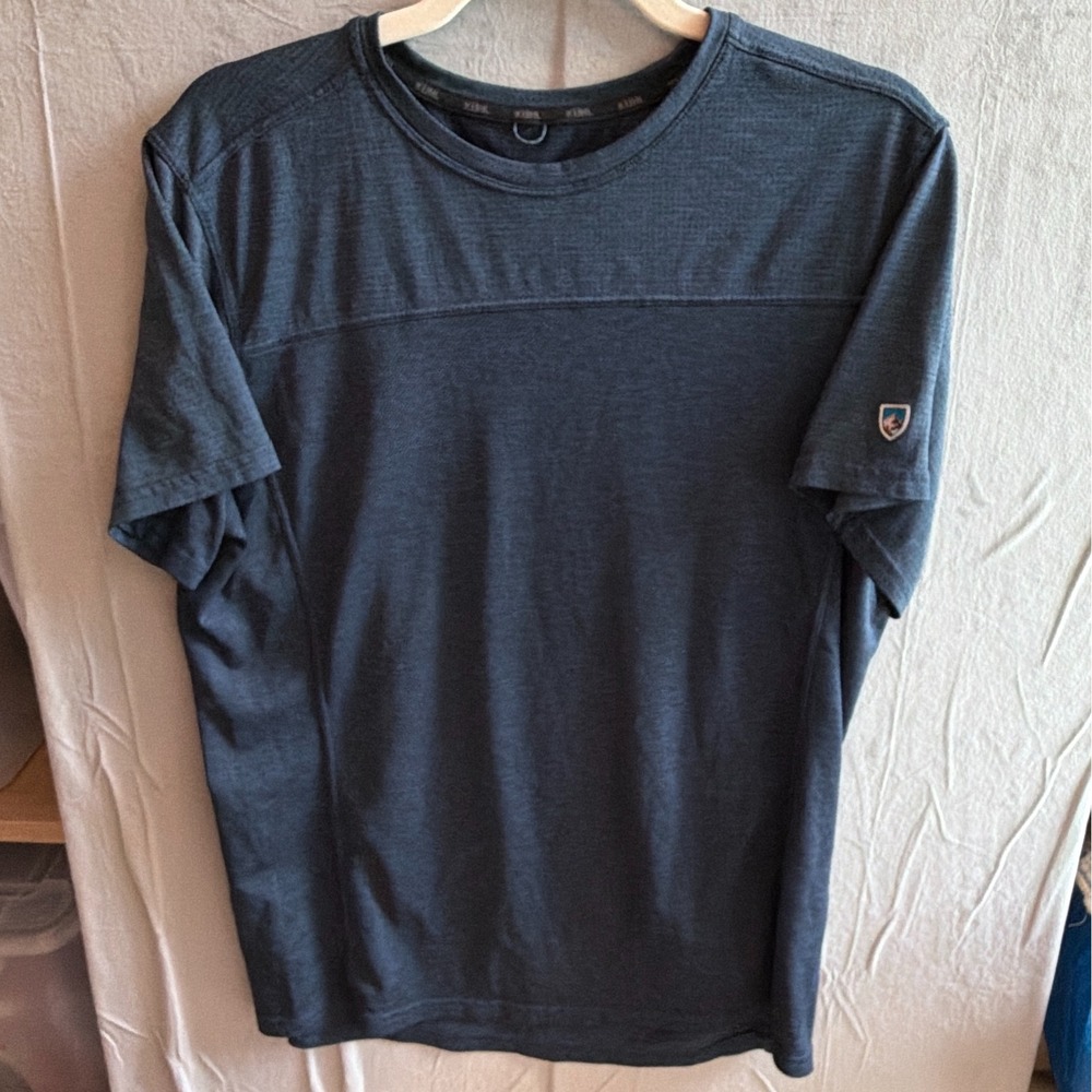 Kuhl Engineered Short Sleeve Shirt Mens L Blue Gorpcore Technical Trail Hiking